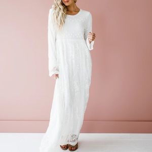 White Lace Overlay Maxi Dress